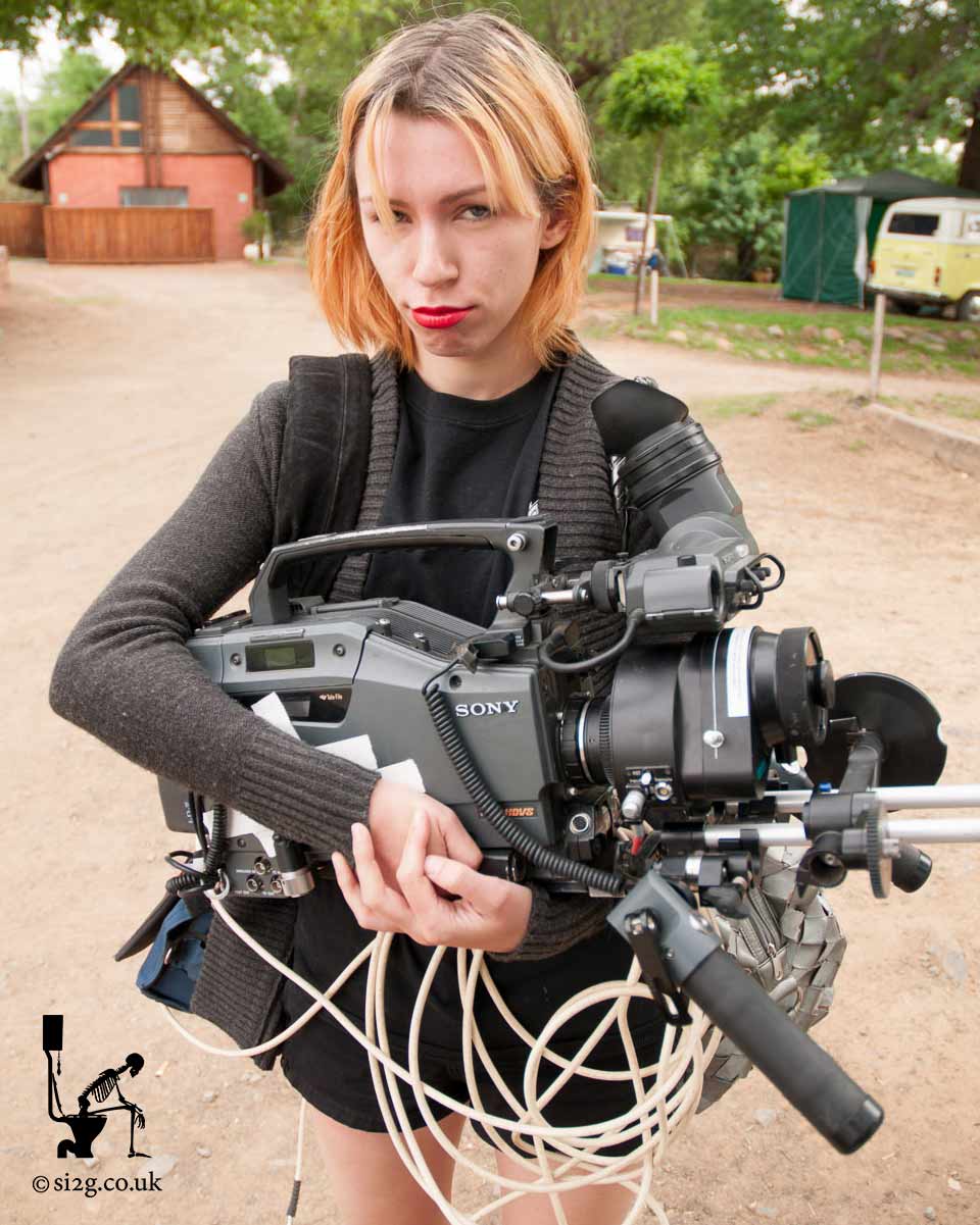 Camera Assistant - Here we see Claire taking care of the camera.
