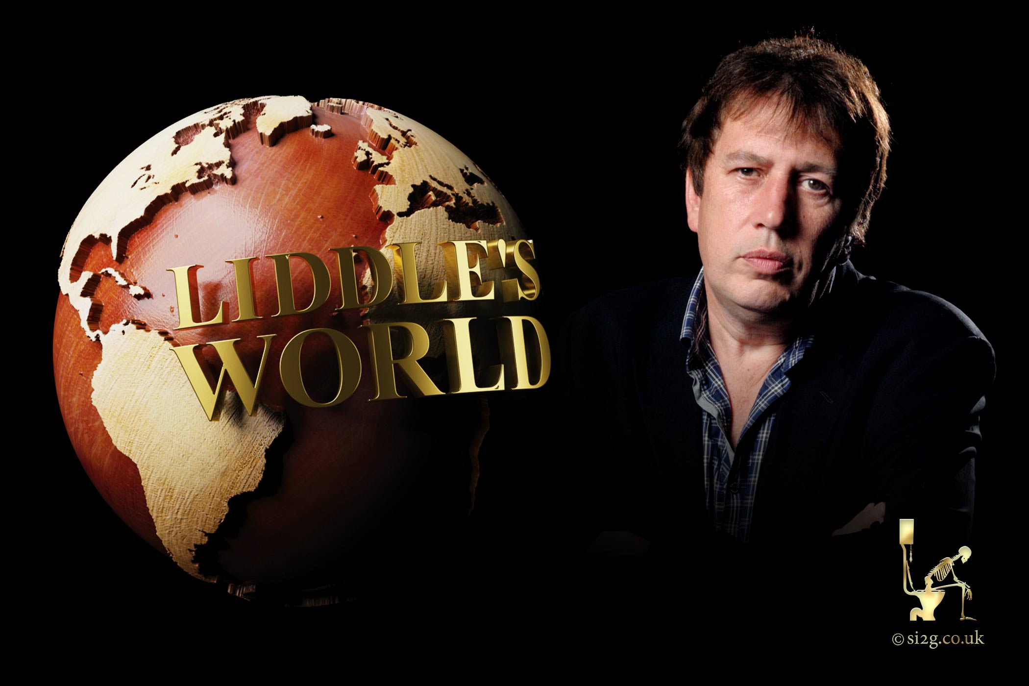 Liddles World - Animated motion graphics and print design for TV production.  We set up our shoot in the Hospital Club studio and filmed Rod Liddle against a black background.  We then designed a wooden globe in 3D and composited it to form a title sequence, publicity and TX card.