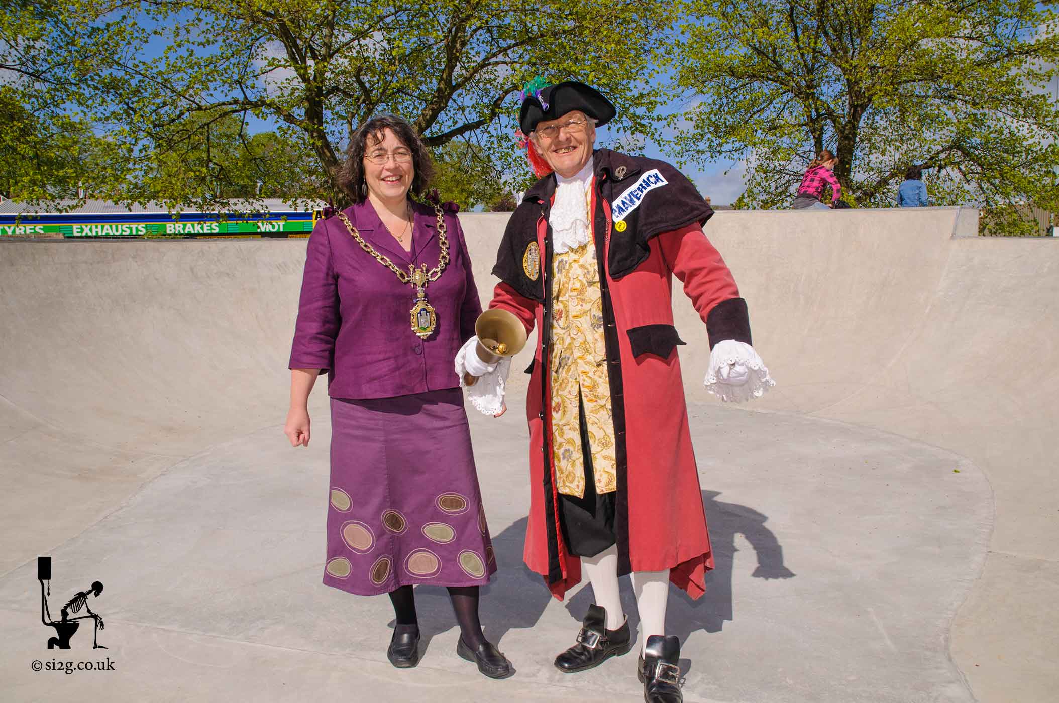 Mayor and Town Crier - The Mayor of Dorchester and the Tower Crier at the official opening of Dorchester Skatepark.